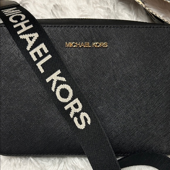 Michael Kors Black Messenger Bag with Gold Accents - Picture 3 of 6